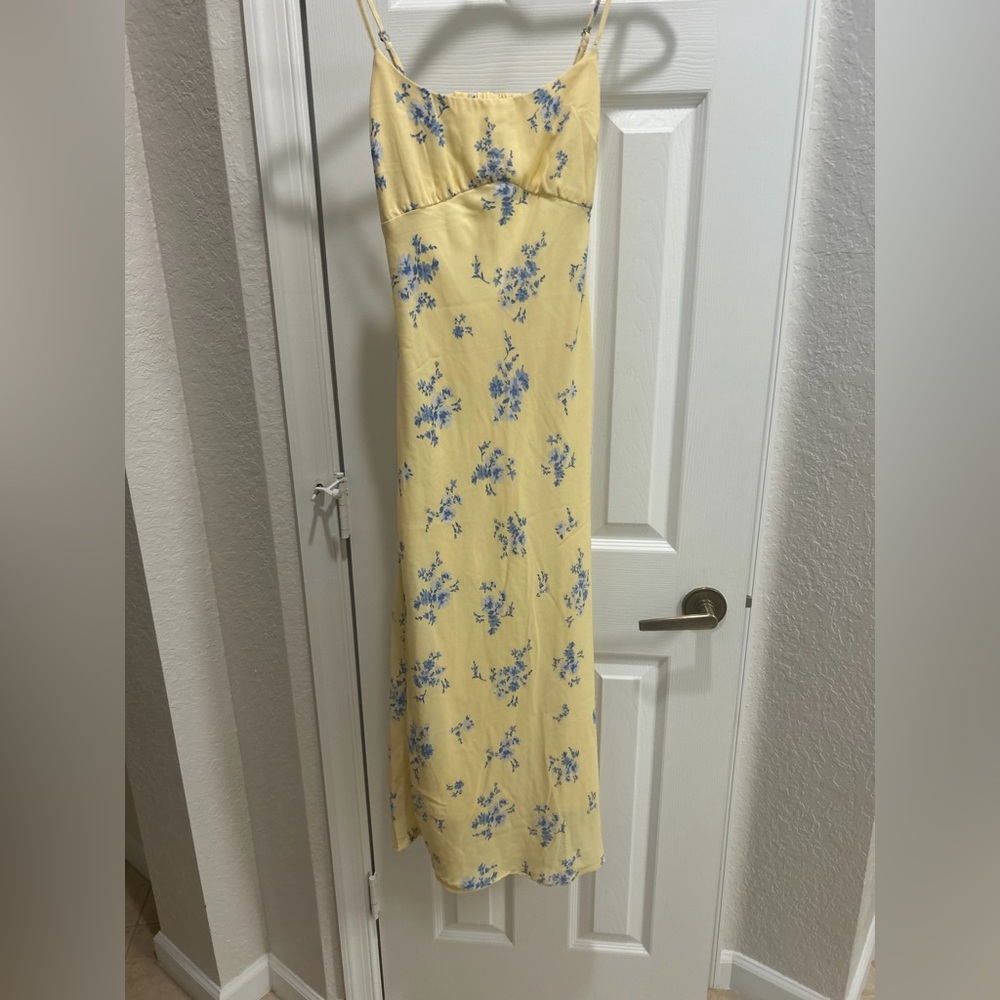 Floral Yellow and Blue Dress